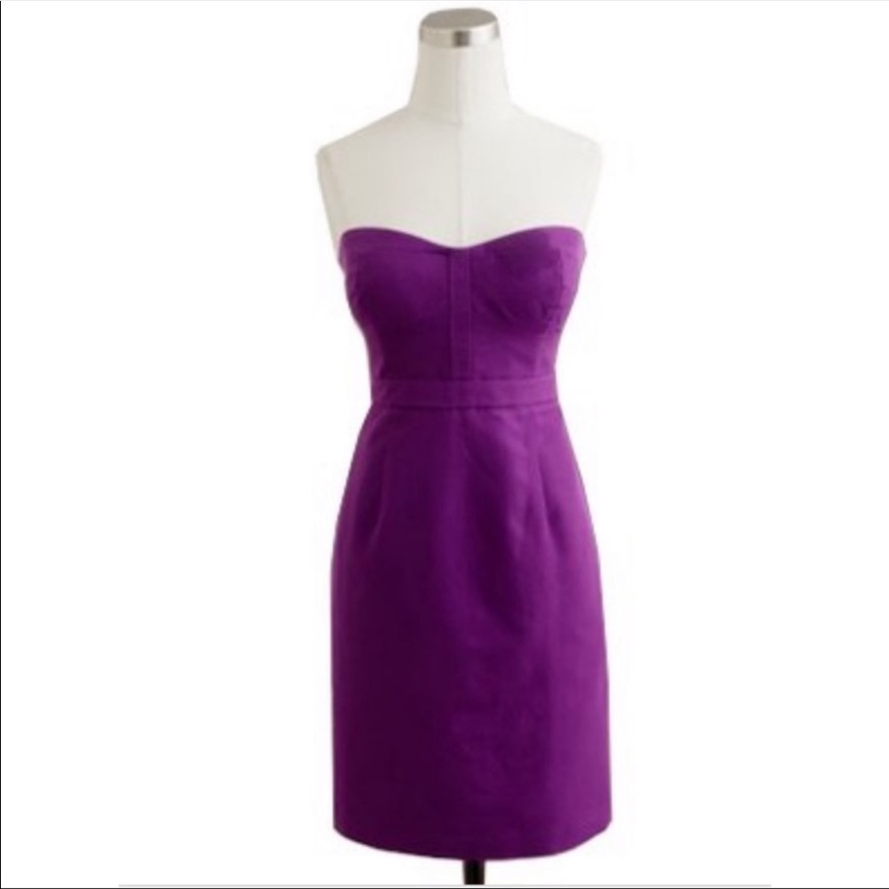 J. Crew Purple Strapless Silk Blend Belinda Dress